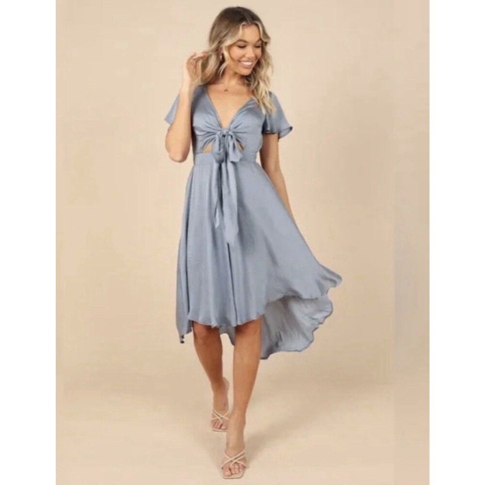 Petal & Pup Front Tie Maxi Dress Size XL Front Knot Satin Wedding Guest Flowy